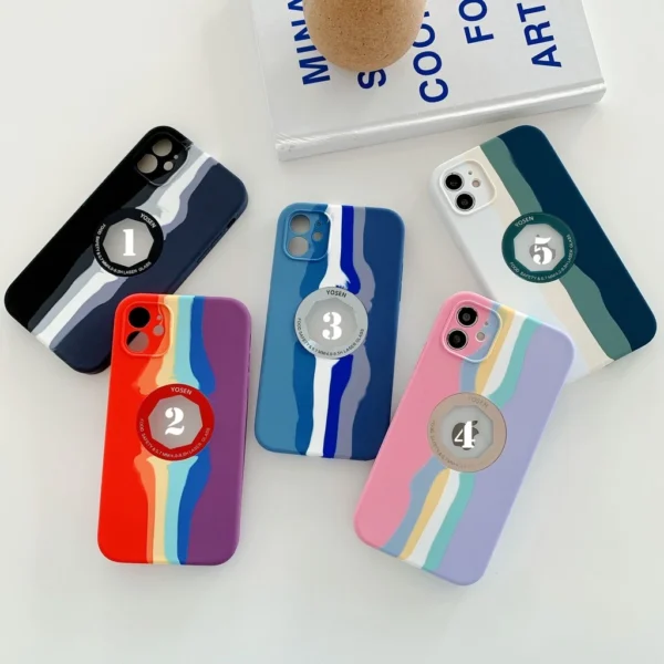 Premium Liquid Silicone Rainbow iPhone 12 & iPhone 12 Pro Case With Logo Cut