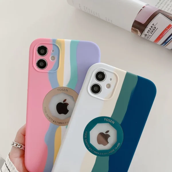 Premium Liquid Silicone Rainbow iPhone 12 & iPhone 12 Pro Case With Logo Cut - Image 3