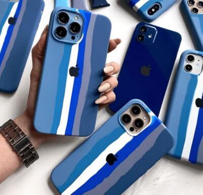 iPhone Silicone Case (Blue Rainbow)