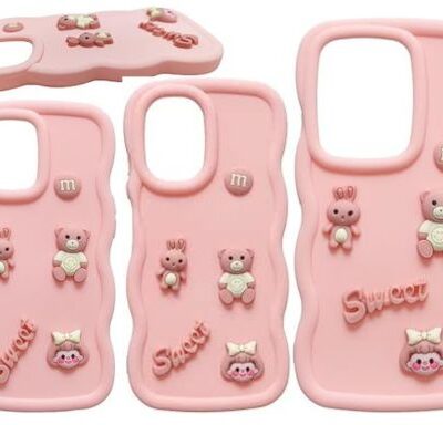 Sweet Teddy Rubber case - Pink (For Selected Phone Models)