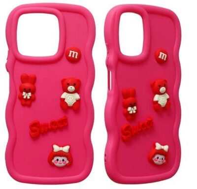Sweet Teddy Rubber case – Dark Pink