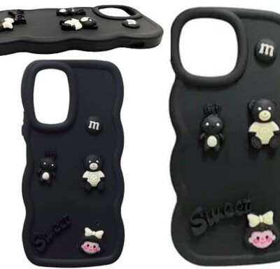 Sweet Teddy Rubber case – Black (For Selected Phone Models)