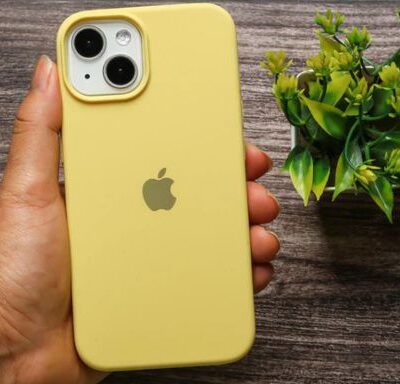 Apple iPhone Liquid Silicone Case With Logo: (Yellow Color)