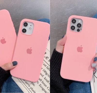 Apple iPhone Premium Silicone Case With Logo (Baby Pink Color)