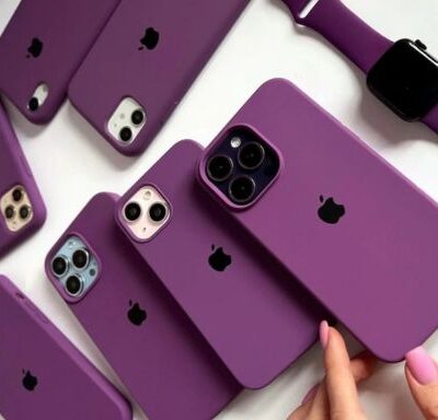Apple iPhone Liquid Silicone Case With Logo: (Purple Color)